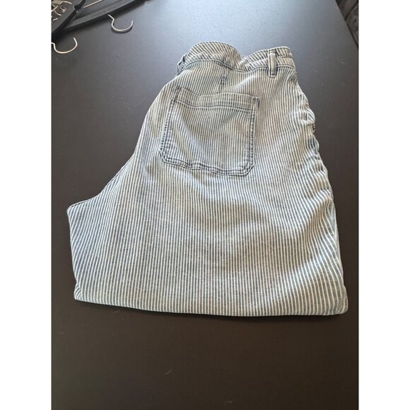 Lane Bryant Mid Rise Boyfriend Capri Striped Blue Denim Pants Size 14 - Picture 8 of 10